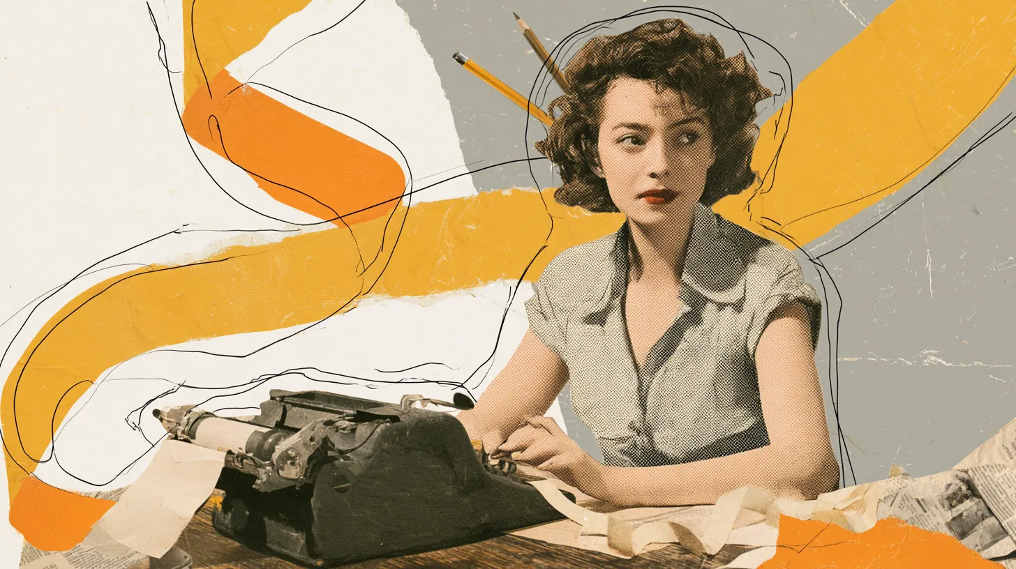 American woman at a wooden desk operating a vintage adding machine with the paper tape spiraling out, the Split Rent Payments loan calculator